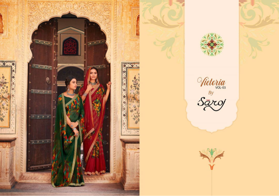 Saroj Victoria 3 Printed Ethnic Wear Georgette Designer Saree Collection